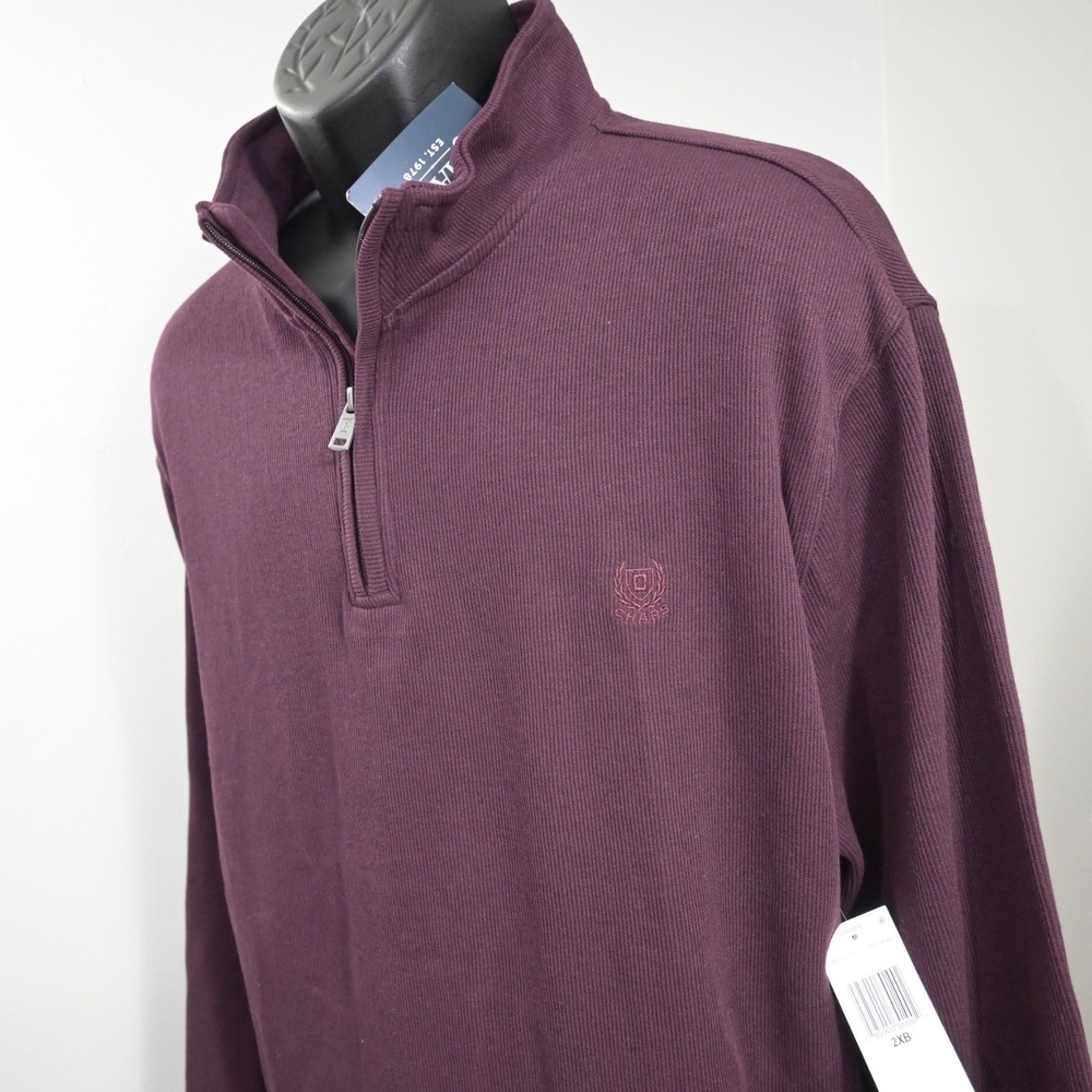 Chaps 1/4 Zip Pullover Sweater Dark Red Long Sleeve Pullover Mens‎ 2XB BIG NEW